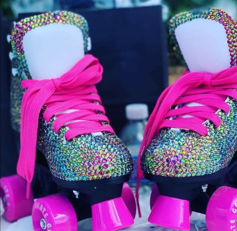 Custom Pink and Green Roller Skates Etsy