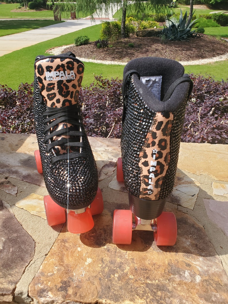 Impala Leopard Print / Black Rhinestone Skates Etsy