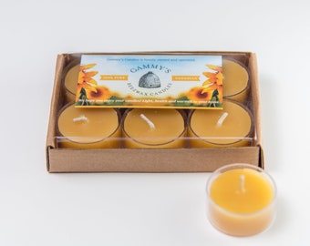 6-pk Tealights in bulk of 6 (Great gifts!) - 100% Natural Beeswax