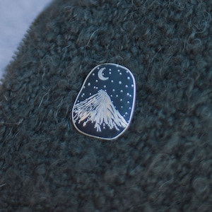 Silver Mountain Pin celestial, galaxy pin wanderlust boyfriend gift, Cold weather accessories, Best selling item, hygge image 2