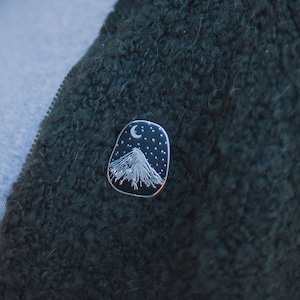 Silver Mountain Pin celestial, galaxy pin wanderlust boyfriend gift, Cold weather accessories, Best selling item, hygge image 4