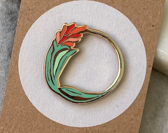 Floral enamel pin flower protea, hard enamel flower of life, Cold weather accessories, lapel pin seconds, best selling item