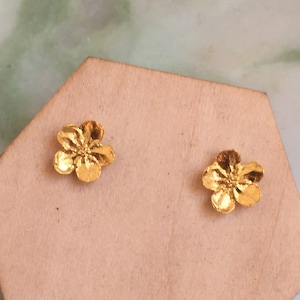 Eco sterling silver forget-me-not earrings, forget me not studs, floral jewelry flower pins natural jewelry, Best selling item handmade