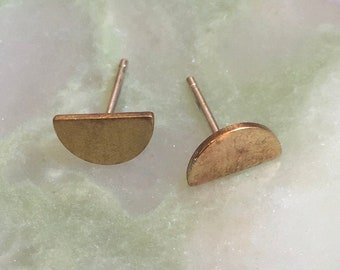 Suvi earrings | Brass and Eco sterling silver half moon pins | Birthday gift for her | Cold weather accessories