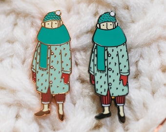 Always chilly, Winter girl enamel pin, sweater pin kawaii, Cold weather accessories, Birthday gift for her, hygge, cute girl gift for mom