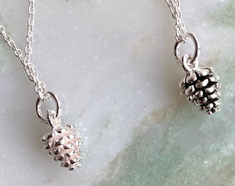 Pine necklace | Sterling silver pine cone necklace pendant small | Birthday gift for her | Winter jewelry