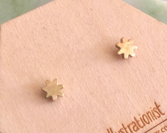 Neha earrings | Brass and Eco sterling silver little star pins | Birthday gift for her | Cold weather accessories