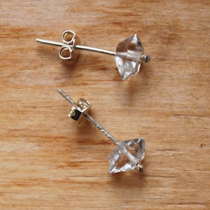 Tula earrings | Eco sterling silver Herkimer earrings | Raw stone earrings | Birthday gift for her | Cold weather accessories