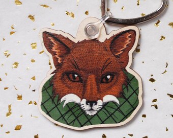 Fox Keychain, Wooden Woodland Gift (Birthday or Housewarming)