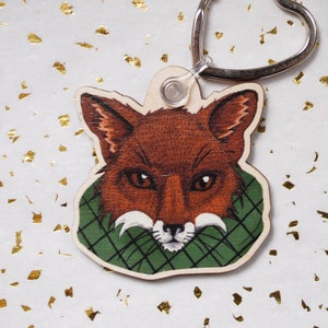 Brown Fox keychain | Wooden keyring | Birthday gift for | Birthday gift for | Birthday gift for her | Cold weather accessories