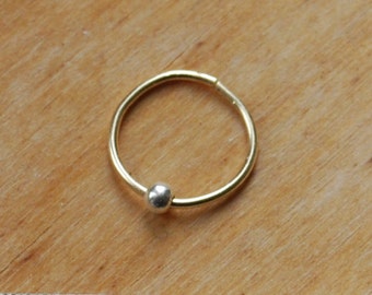 Dara piercing | Solid 14k gold or Eco sterling silver nose hoop | Helix, tragus | Birthday gift for her | Cold weather accessories