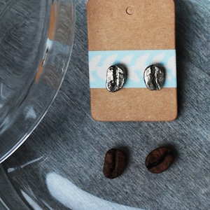 Java earrings | Eco sterling silver Coffee bean earrings | Coffee lover gift barista | natural jewelry | Birthday gift for her