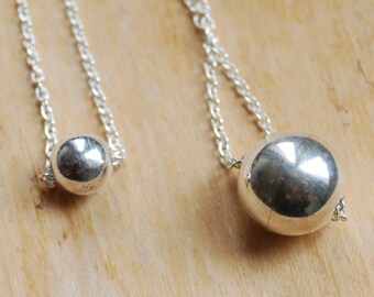 Eco sterling silver Nola necklace | Minimalist ball pendant necklace | Birthday gift for her | Cold weather accessories