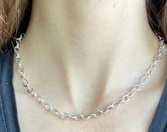 Orie necklace | Sterling silver Chunky link necklace oval links | Birthday gift for her | Cold weather accessories