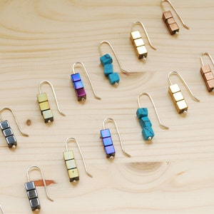 CLEARANCE: Hematite earrings, Eco sterling silver rainbow dangle earrings, Best selling item handmade, Birthday gift for her