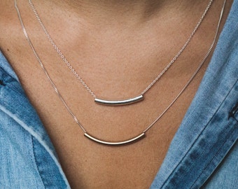 Vada necklace | Eco sterling silver modern tube necklace | Gold filled or silver tube | Birthday gift for her | Winter jewelry