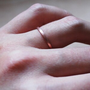Eco Sterling Silver Lined Copper Ring, Minimalist Stacking Band