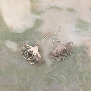 Noma earrings Eco sterling silver Ginkgo Biloba earrings Ginkgo leaf earrings Birthday gift for her Cold weather accessories image 2