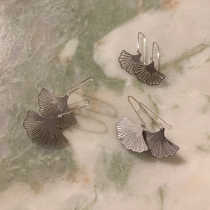 Noma earrings Eco sterling silver Ginkgo Biloba earrings Ginkgo leaf earrings Birthday gift for her Cold weather accessories image 4