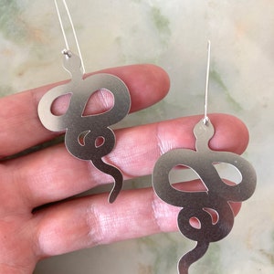 Vere earrings Eco sterling silver Snake earrings Brass earrings steel Birthday gift for her Cold weather accessories image 5