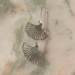 Noma earrings Eco sterling silver Ginkgo Biloba earrings Ginkgo leaf earrings Birthday gift for her Cold weather accessories image 8