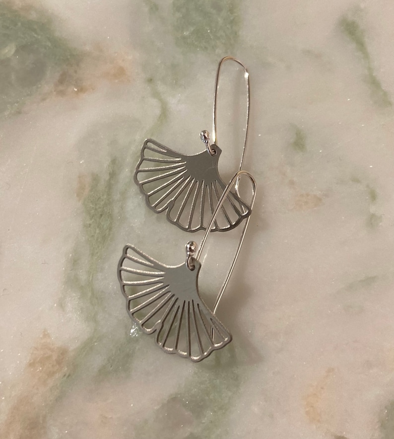 Noma earrings Eco sterling silver Ginkgo Biloba earrings Ginkgo leaf earrings Birthday gift for her Cold weather accessories image 8