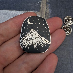 Silver Mountain Pin celestial, galaxy pin wanderlust boyfriend gift, Cold weather accessories, Best selling item, hygge image 3