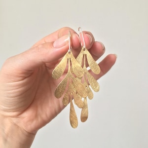 Brass and Eco sterling silver leaf earrings matisse birthday gifts for her summer jewelry gift distance Mati earrings