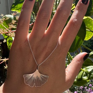 Noma ketting sterling zilveren en chirurgisch stalen ketting ginkgo blad verjaardagscadeau Kerstcadeau image 2