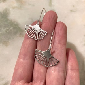 Noma earrings Eco sterling silver Ginkgo Biloba earrings Ginkgo leaf earrings Birthday gift for her Cold weather accessories image 9