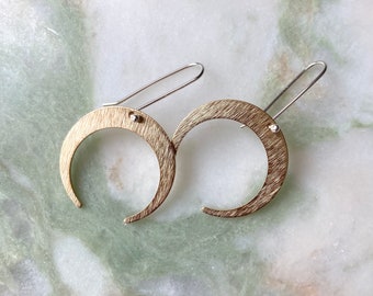 Olan earrings | Brass and Eco sterling silver moon earrings | Birthday gift for her | Warm weather accessories