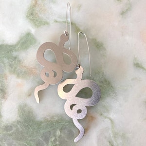 Vere earrings Eco sterling silver Snake earrings Brass earrings steel Birthday gift for her Cold weather accessories Steel simple snake