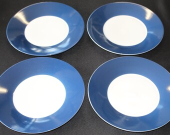 Crate & Barrel Hampton Blue Set Of Four Dinner Plates