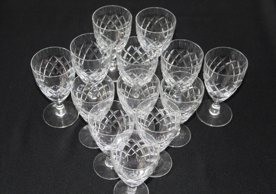 Twelve Crystal High End Stemware Pieces Clear Cut Criss Cross Etsy
