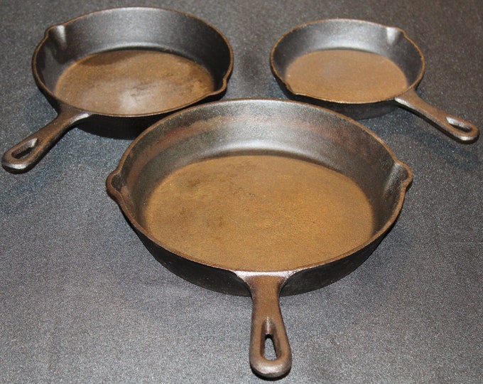 Vintage Phillip Richard Traditional Cast Iron Set of 3 Skillets Etsy