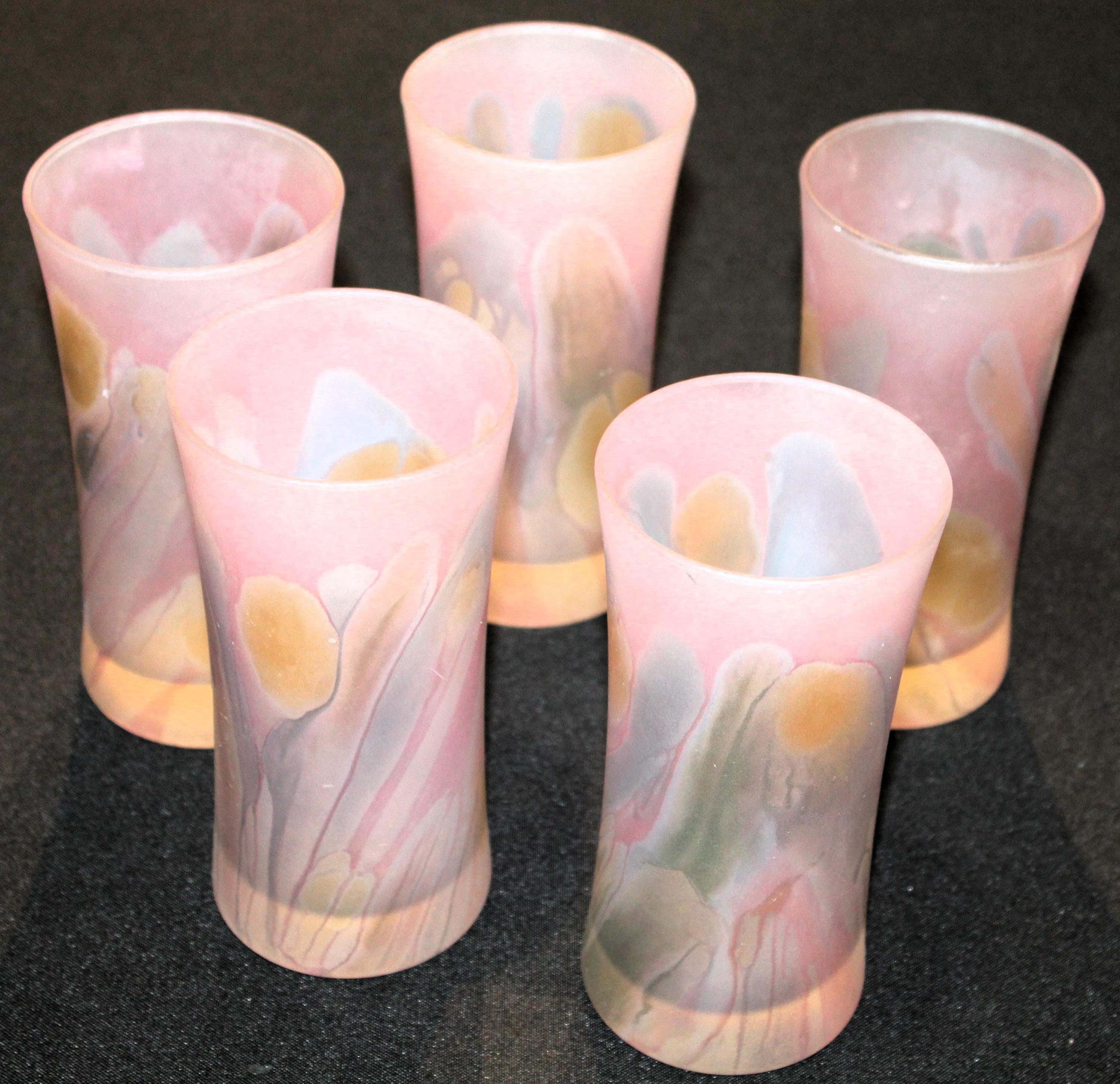 Nouveau Art Glass Rueven Set of Five Tumblers - Etsy display picture 1