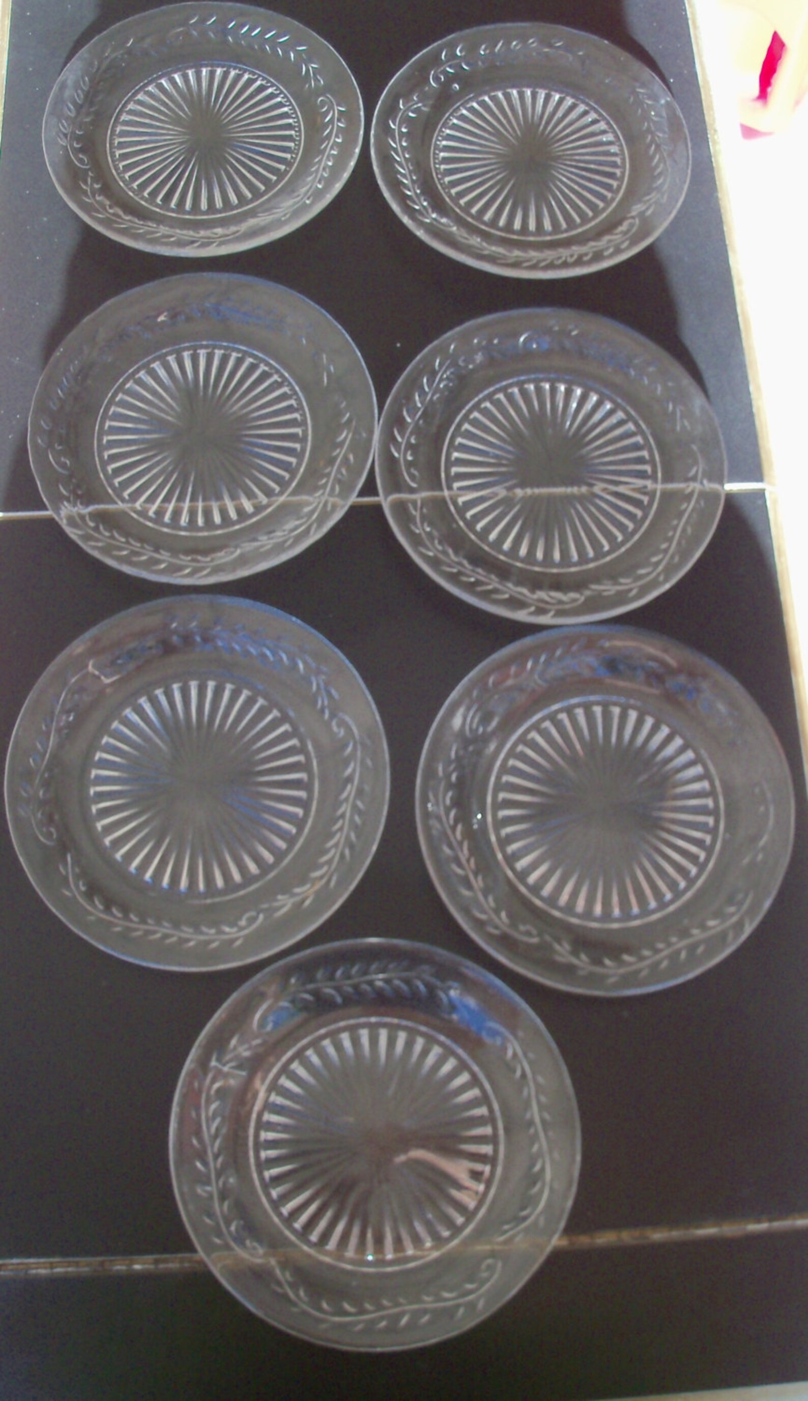 Glass Lunch Plates Vintage Branch & Leaf Design Set of 7 Etsy