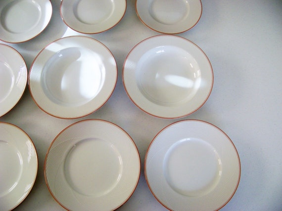 Dansk Damask Red Rimmed Dinnerware Set of Nine Pieces Etsy UK