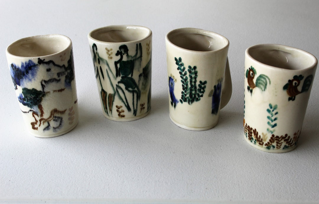Soriano Ceramics Rare Set of Four Turned Handle Mugs Etsy