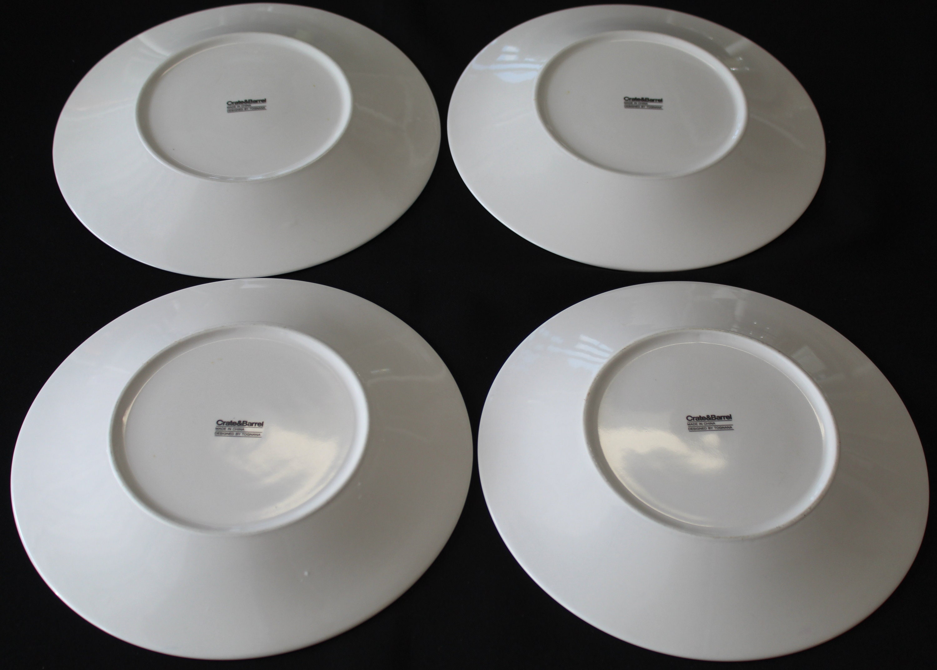 Crate & Barrel Hampton Blue Set of Four Dinner Plates - Etsy