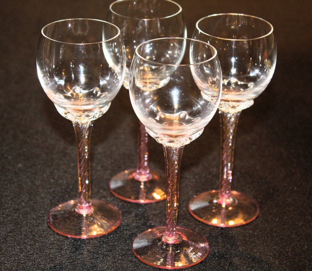 Pink Stemmed Set of Four Cordial Glasses Etsy