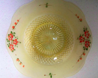 Satin Glass Beautiful Ruffled Edged Yellow Bowl