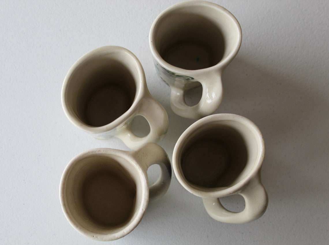 Soriano Ceramics Rare Set Of Four Turned Handle Mugs Etsy