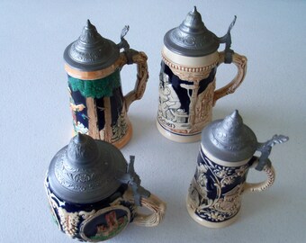 Four Small Beer Steins Germany & Foreign