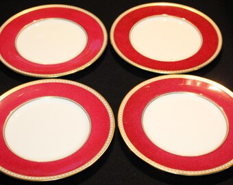 Wedgwood Ulander Powder Ruby Salad Plate: Gold Porcelain China