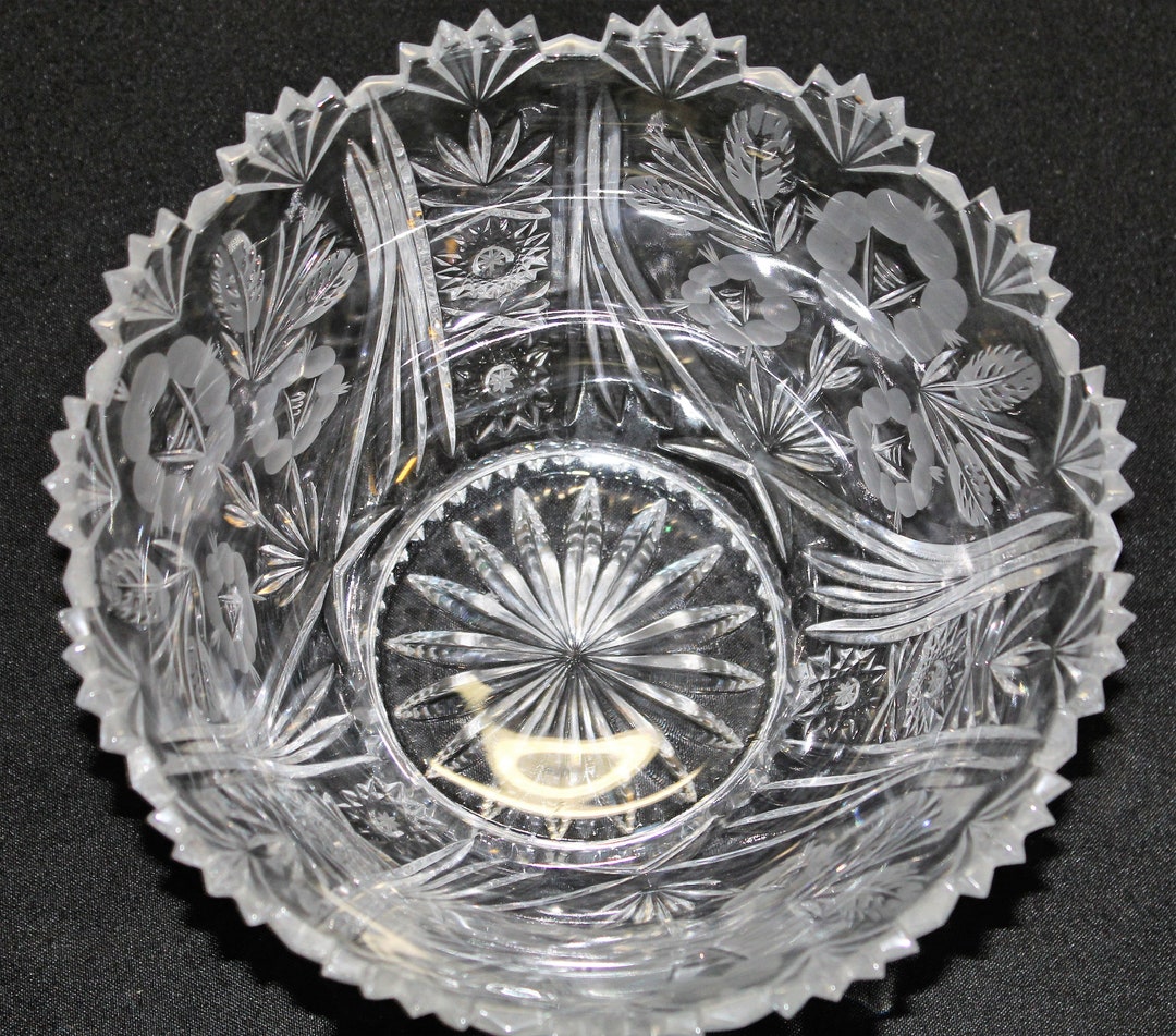 Beautiful Vintage Gorgeous Glass Etched Bowl - Etsy