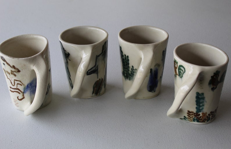 Soriano Ceramics Rare Set of Four Turned Handle Mugs Etsy