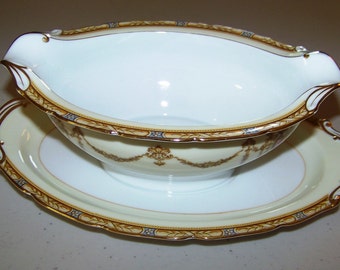 Noritake Valdina 1933 Gravy Boat With Attached Under Plate