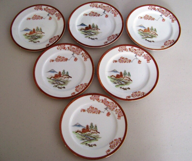 Hayasi China Hand Painted Set Of Six Plates