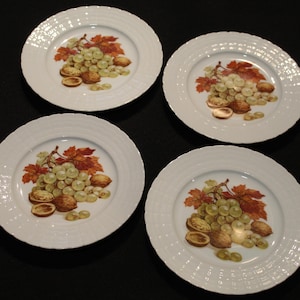 Hutschenreuther Germany Grape & Walnut Set of Four Plates